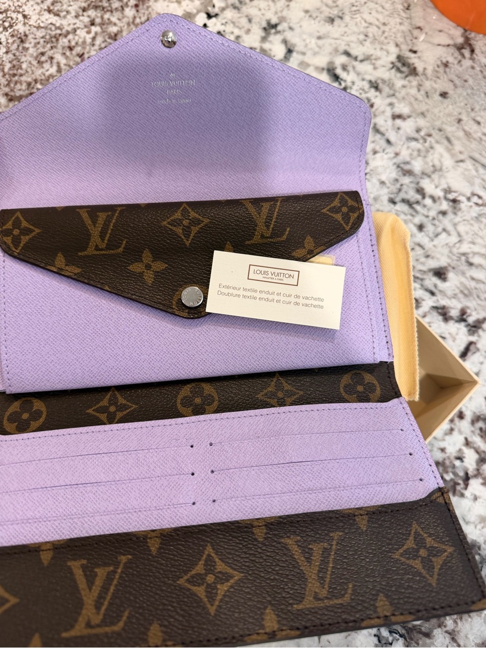 NWT Louis Vuitton Lilac Leather & Monogram Canvas Long Wallet